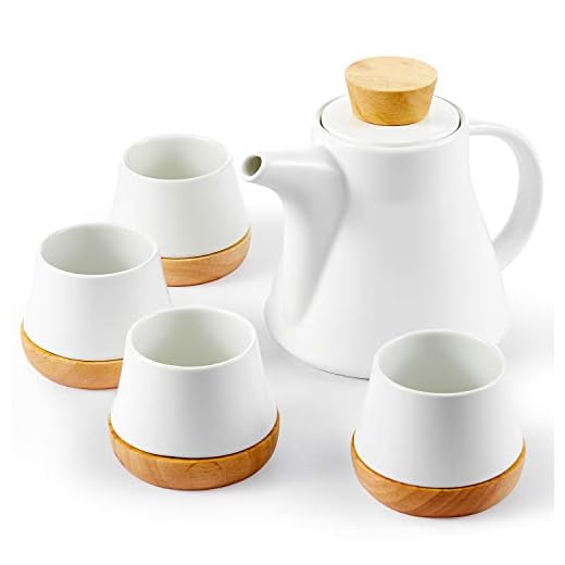 15 Best Ceramic Tea Kettles For Your Home 16 10-Piece Porcelain Ceramic Teapot Set with 4 Cups & 4 Wooden Coasters, Tea Set with Removable Stainless Steel Infuser for Loose Leaf & Blooming Tea, Gift Set, 750ml/25oz Teapot & 150ml/5oz Cups, White