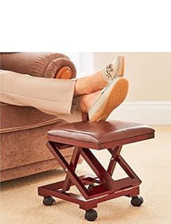 Chums Adjustable Footstool Cushion Padded Foldable Portable Foot Rest Great for Resting or Changing Shoes Mahogany