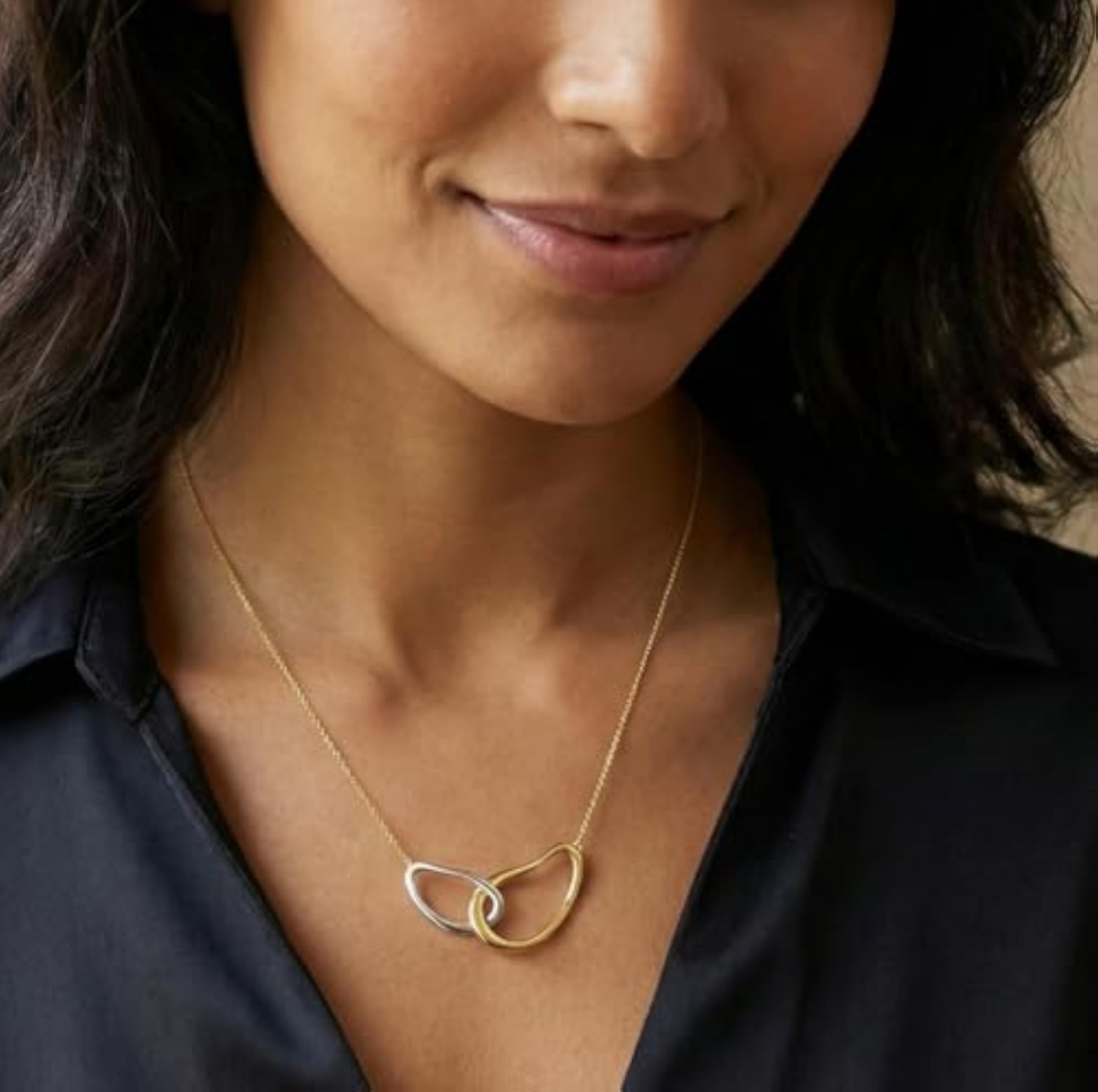 Women's 925 Sterling Silver Dual-Tone Connect Necklace, Gift for Her