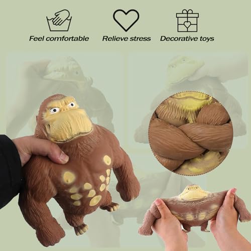 peiyee Gorilla Stressabbau Spielzeug, Gorilla Figur Zum Stressabbau, Gummi Squishy Monkey, Stretch AFFE Spielzeug, Antistress Spielzeug für Kinder und Erwachsene(Klein)