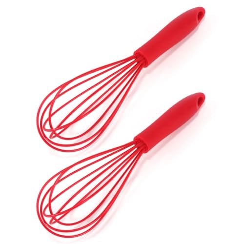 Ousyaah Silicone Whisk, 16 Piece Commercial Non-Scratch Balloon Wire Whisk for Cooking, Manual Red Egg Beater Milk Frother Coffee Whisks, Suitable for Blending, Whisking, Beating and Stirring - Thumbnail 5