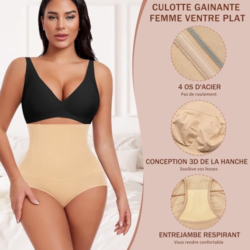 Culotte gainante femme ventre plat taille haute YARRCO gaine invisible sans couture - 3