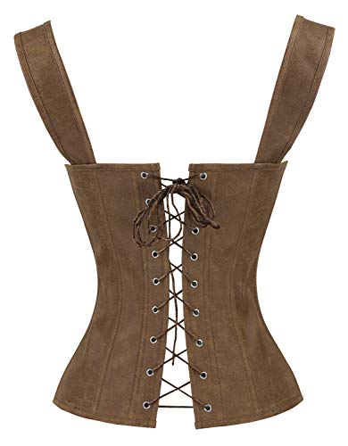 Charmian Women's Renaissance Lace Up Vintage Boned Bustier Corset with Garters3