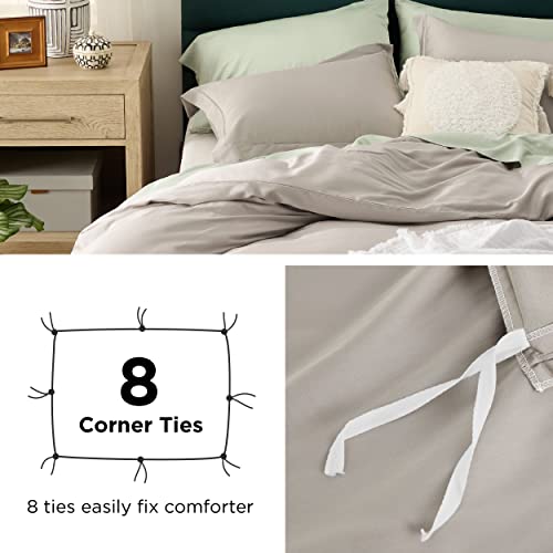 Bedsure DUVET COVER SET-LYOCELL COTTON PLAIN Cooling Duvet Cover King Size - Silky And Breathable Eucalyptus Lyocell Cotton Hybrid Comforter Cover Set thumb #4