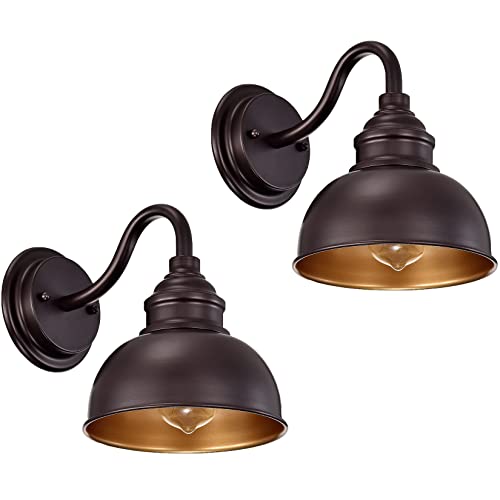 Image of Farmhouse Vanity Wall Sconce, Industrial Gooseneck Barn Light Fixture, Oil Rubbed Bronze Wall Lamps for Bedroom, Bathroom, Hallway, Living Room, Reading Room
