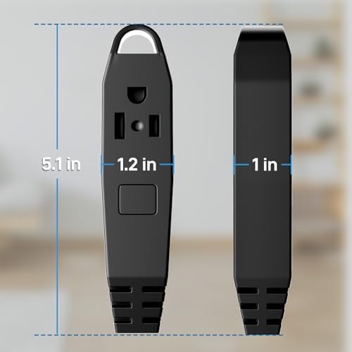 50-Feet 3 Outlet Extension Cord, Kasonic UL Listed, 16/3 SJTW 3-Wire Grounded, 13 Amp 125 V 1625 Watts, Multi-Outlet Indoor/Outdoor Use, Black — view 6