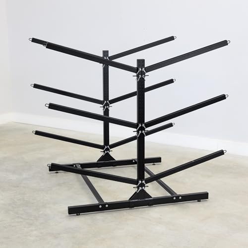 Image of Teal Triangle Adjustable Freestanding Kayak Storage Rack, Holds 6 Kayaks