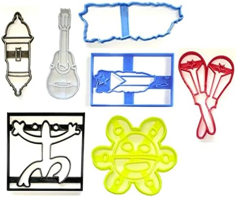 PUERTO RICO Tourist Heritage - Juego de 7 cortadores de galletas impresos en 3D fabricados en Estados Unidos, PR1583, multicolor
