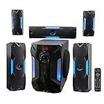 Rockville HTS56 1000W 5.1 Channel Home Theater System with 8" Subwoofer, Bluetooth, USB, Includes Remote, LED Light Effects - Perfect for Movies, Music, Karaoke