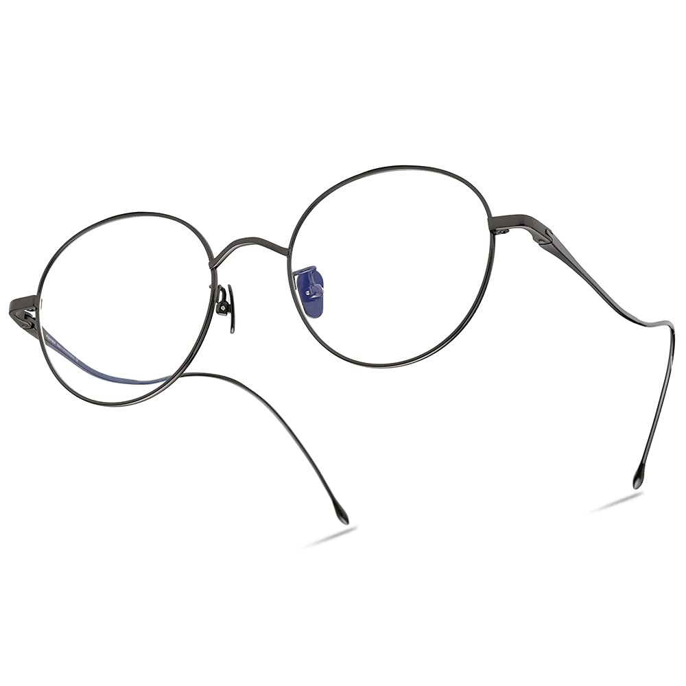 FONEX Titanium Glasses Frame,Round Myopia Optical Eyeglasses for Women 8558