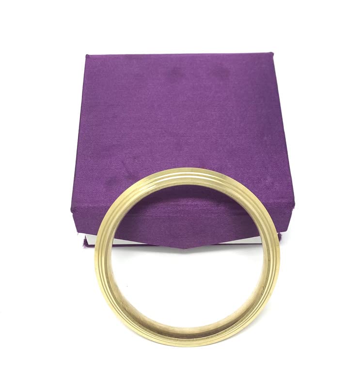 Image of Pure Brass Gold Plated Thick Punjabi Kada For Men In Regular Size With Certificate (Thickness 8 To 10 MM, Inner Diameter 6.7 CM)