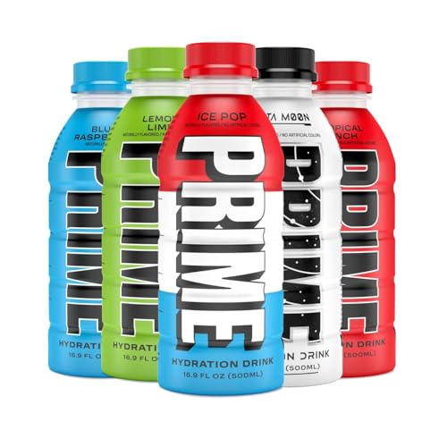 Prime Hydrating Drink Variety Pack of 5 Sports Beverage Flavour (Ice Pop, Blue Raspberry, Strawberry, Lemon Lime & Tropical Punch,Prime X) Get Any 5 Out Of 7,500ml each