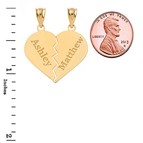 Certified 10k Yellow Gold Personalized Breakable Heart Charm Pendant Custom Engraved with Any Name2