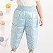 Toddler Boys Girls Glitter Ski Pants Elastic Waist Thermal Quilted Down Rain Pants Fleece Lined (Light Blue, 3-4 Years)