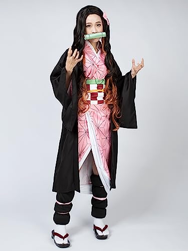 Cosfun Japan Anime Kamado Nezuko Cosplay Kimono fantasia com acessórios de bambu mp005091, Multi, Sm