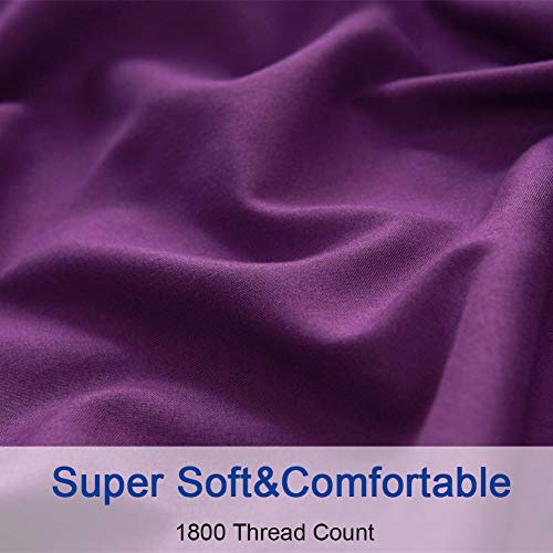 Image of SONORO KATE Bed Sheet Set Super Soft Microfiber 1800 Series Luxury Egyptian Sheets 16-Inch Deep Pocket Wrinkle and Hypoallergenic-4 Piece(King Purple)