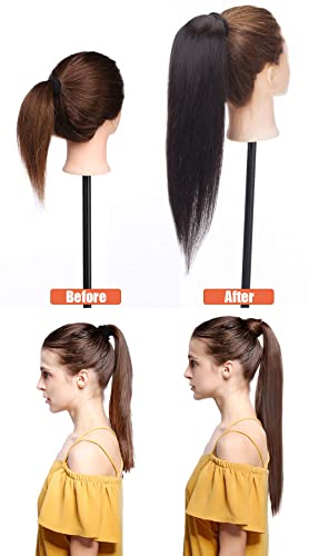 Elailite Ponytail Extension Human Hair Straight, Wrap Around Ponytail Real Remy Human Hair Extensions Clip in (22 Inches - Image 2