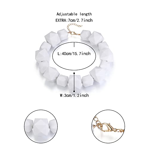 Flyonce 13003895-1US White Beads Necklace Halloween Costume Jewelry For Women Light Weight Acrylic Large Big Beaded Statement Chunky Choker Necklaces thumb #4