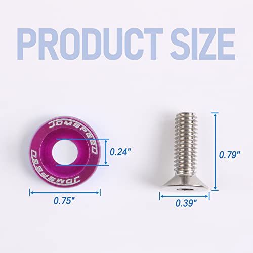 JDMSPEED 20 Pcs Purple CNC Billet Aluminum Fender Washer Engine Bay Dress Up Kit