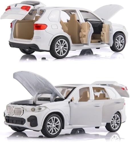 Image of 1:32 Scale BMW X5 Toy Car | Metal Pullback Diecast Car for Kids with Openable Doors, Sound, Light Effects Toy for Car Enthusiasts (Color As Per Available),white
