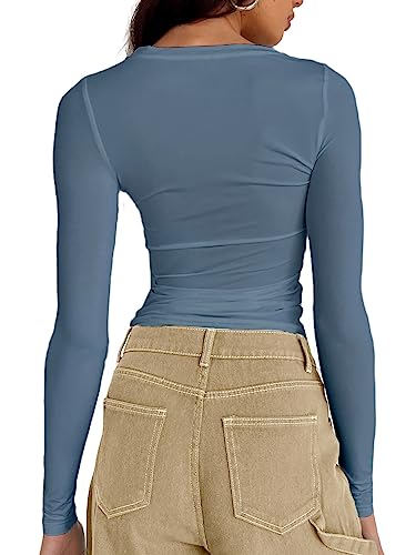 Image of Dwnval Womens Classic Short Sleeve Summer TOS Crew Neck Slim Fit Crop T Shirt