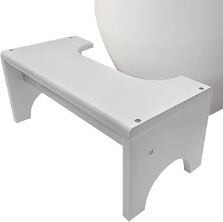 6.7 Inch Toilet Stool Squat Adult, Non-Slip Wood Poop Stool for Bathroom Adults, Squatty Potty for Adults/Seniors/Kids (New White)