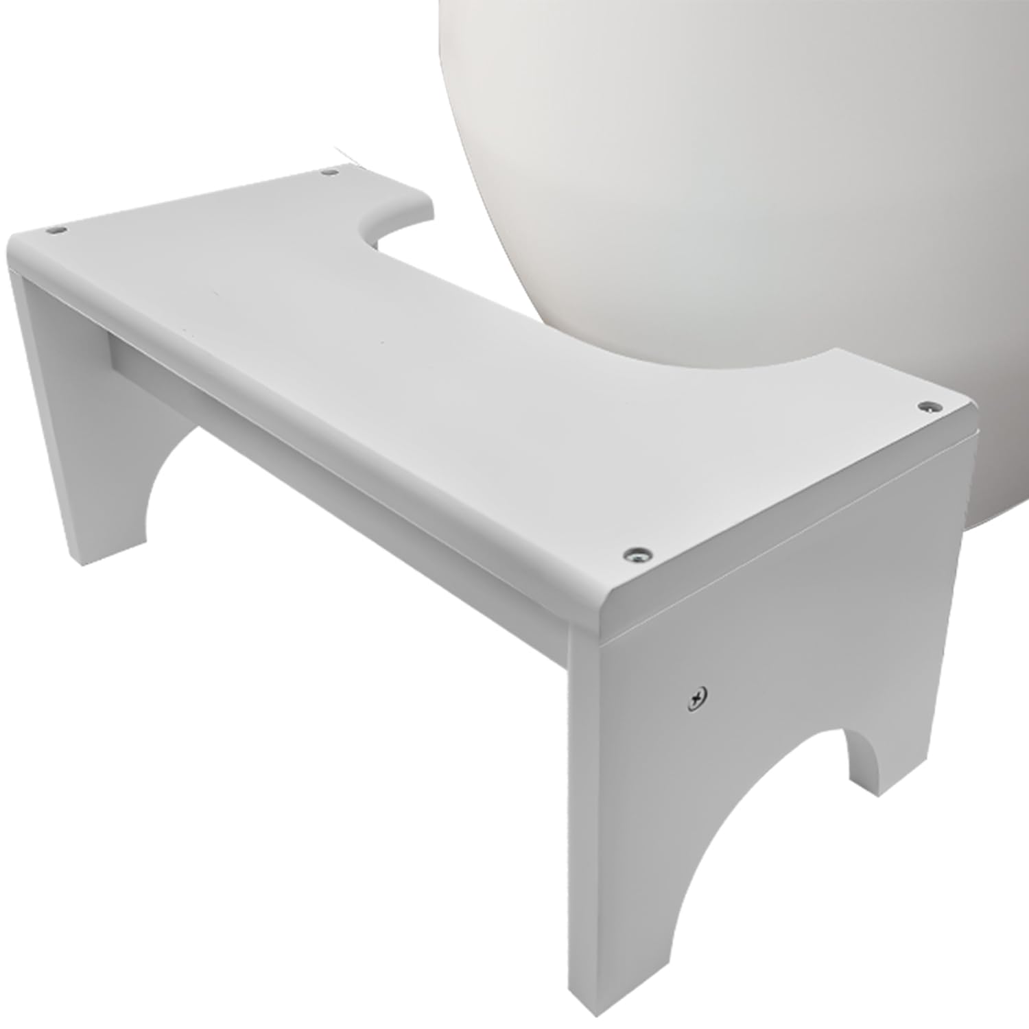Toilet Stool Squat Adult, Wood Poop Stool for Bathroom Adults, Portable Toilet Potty Stool for Adults (New White)