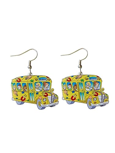 Cute Pair of School Bus Earrings foe Teachers, Principals, Bus Drivers, Educators, Librarians and More. Frizzle Style School Bus Earrings for Teacher Gifts, Teacher Appreciation, Ms. Frizzle Costume