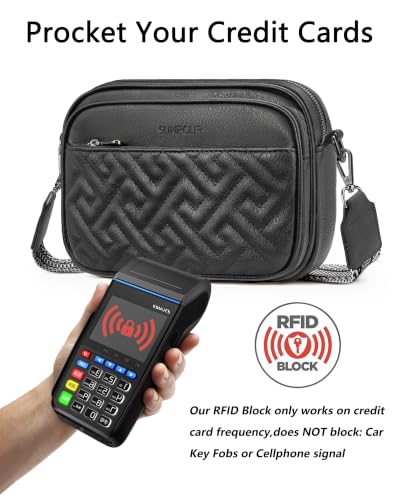 Image of Crossbody Bags for Women,Multi-Pocket Leather Crossbody Purse | RFID Blocking Pockets,Fits iPad,Adjustable Wide Strap,Quilted Exterior,8 Card Slots,Gift Ready