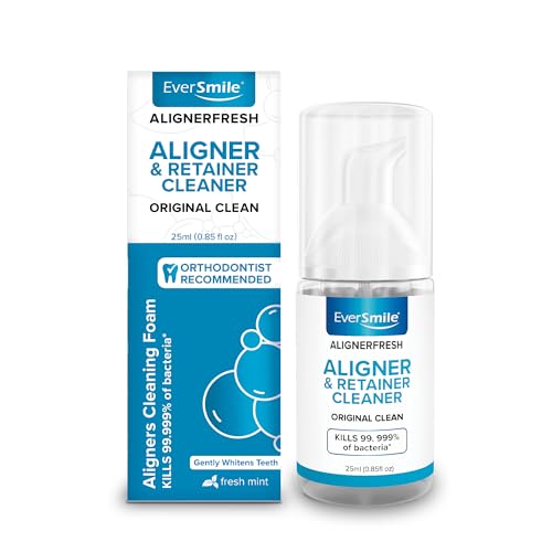 EverSmile AlignerFresh Original Clean Foam Cleaner Compatible w/Invisalign and All Clear Aligners & Retainers Eliminates Bacteria Whitens Teeth Fights Bad Breath 25ml (1 Pack)