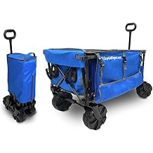 EasyGoProducts Deluxe Folding Beach Wagon, Blue, 19" X 36" Storage When Open - 13" X 20" for Storing