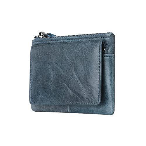 1 Pcs Leather 2 Zipper Coin Purse Wallet With Card Slots, Coin Organizer, Change Holder,Card Case, Leather Zipper Storage Bag for Men & Women