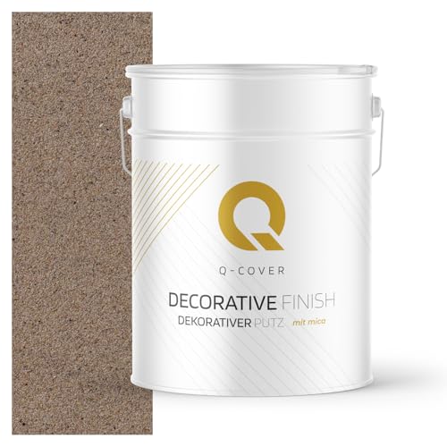 Q-COVER Intonaco decorativo con Mica 15 kg | Tonalità: marrone con polvere color rame (D811) | intonaco glitterato per interni ed esterni | 0,2 – 0,8 mm | intonaco strutturato con effetto | circa 4,5