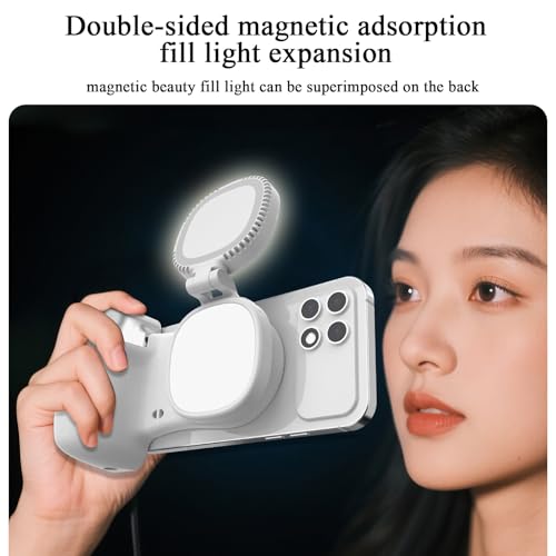 Mango de selfie giratorio con luz integrada y sujeción magnética estable para creadores 6
