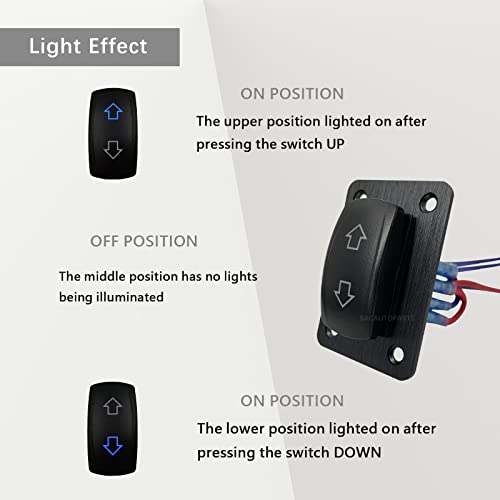 Image of 12V DC Motor Polarity Reversing Switch DPDT Momentary Rocker Switch Panel with Pigtail Wire Up Down Switch for Car Boat RV 12V /20A 24V /10A Waterproof IP68