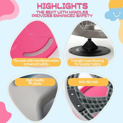 Image of BABAMU Spinning Chair for Autistic Kids, Sensory Swivel Chair, 220LBS Weight Capacity, Autism Sensory Products, Autism Toys, Sensory Toy (Pink, Handle)