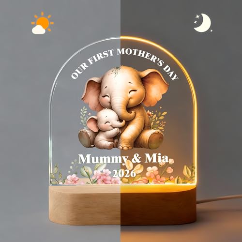 Lámpara de noche personalizada acrílica con base de madera miniatura 5