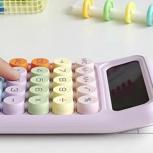 Calculatrice Mécanique Portable 12 Chiffres - Gros Boutons Et Grand Écran LCD Pour Étudiants