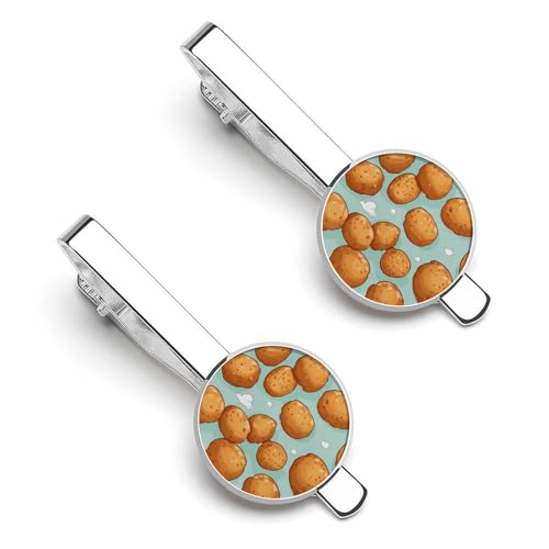 Broches de corbata para hombre, diseño de bolas de patata cocidas, clásico, paquete de 2 clips de cierre, regalos para aniversario y negocios, 5.5x2.2cm, poliuretano