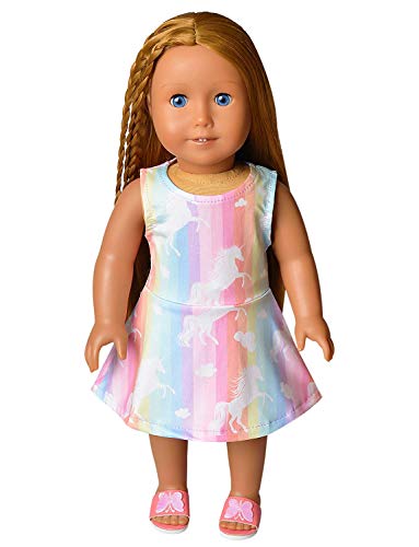 Image of Jxstar Matching Girls & Doll Flower Dresses Sleeveless Summer 18 inch Dolls Clothes
