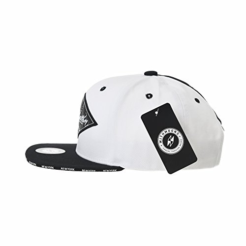 Withmoons Snapback Hat Diamond Faux Leather Manhattan Patch Flat Brim Cotton Baseball Cap Tr2934 (White) #TOP1