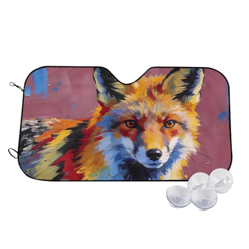 Pare-soleil voiture renard pliable anti-chaleur pour grand pare-brise 140cm
