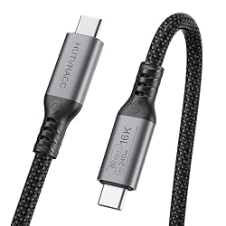 HUTVRACC Thunderbolt 5 Cable[5ft/1.5m], 80Gbps USB C to USB C Cable, Up to 120Gbps Boost Bandwidth for 16K/Dual 8K,240W Fast Charging,Compatible with Thunderbolt 4/3/USB4/SSD/Dock/eGPU (3.3FT)
