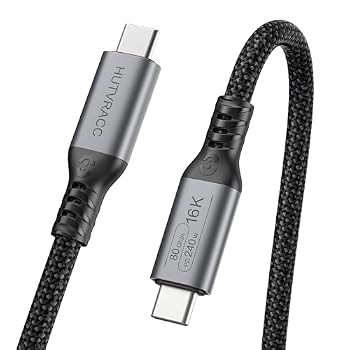 HUTVRACC Thunderbolt 5 Cable[5ft/1.5m], 80Gbps USB C to USB C Cable, Up to 120Gbps Boost Bandwidth for 16K/Dual 8K,240W Fast Charging,Compatible with Thunderbolt 4/3/USB4/SSD/Dock/eGPU (3.3FT)
