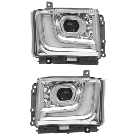 SHONFYVS 1 Pair Halogen Headlights Assembly for ISUZU NPR-HD NRR NQR 2023-2024 5.2L/6.0L Driver and Passenger Side Headlamps Replacement with LED DRL Grey Housing Clear Lens(Left+Right) Cover
