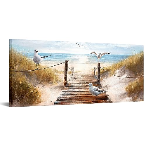 sechars-Beach-Sea-Canvas-Wall-Art-Coastal-Seaside-Reed-Painting-Beach-Seagull-Birds-Poster-Prints-for-Living-Room-Decor-20x48 sechars Beach Sea Canvas Wall Art Coastal Seaside Reed Painting Beach Seagull Birds Poster Prints for Living Room Decor 20×48