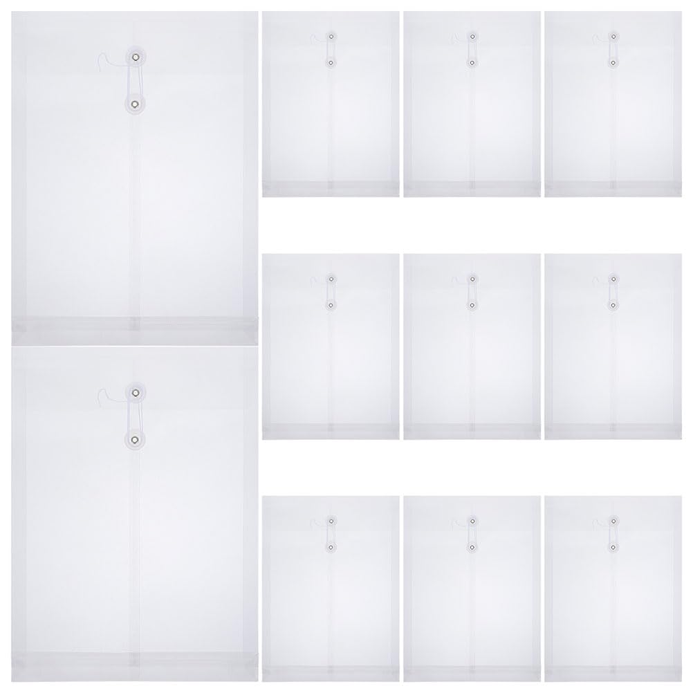 SUPVOX 12 Pezzi Buste Portadocumenti A4 in Pp Trasparenti Bottone per Ufficio e Scuola, Superficie Liscia e Resistente per Conservare Ricevute e Riviste