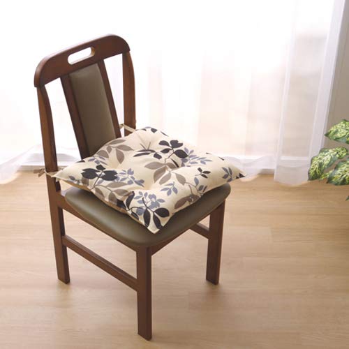 イケヒコ クッション 椅子用 シート リーフ柄 ブラック 約43×43cm 2枚組 9258650