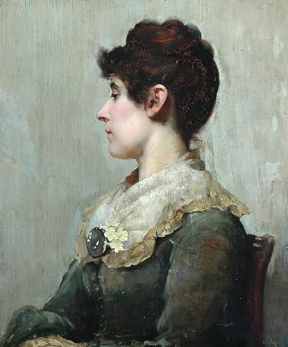 Portrait de profil d'une femme par Albert Starling impression d'art moderne colorée