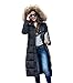 Produktbild Homieco Damen Lang Daunenmantel Wintermantel Steppmantel Parka Warme Daunenjacke Winterjacke mit Kapuze unterhalb der Knie Winter S-XXL Schwarz Grau